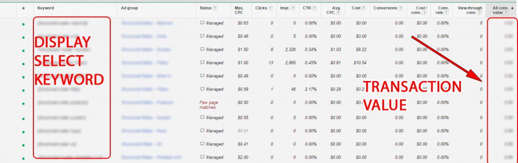 Google Tracks the Value of Display Select Keyword