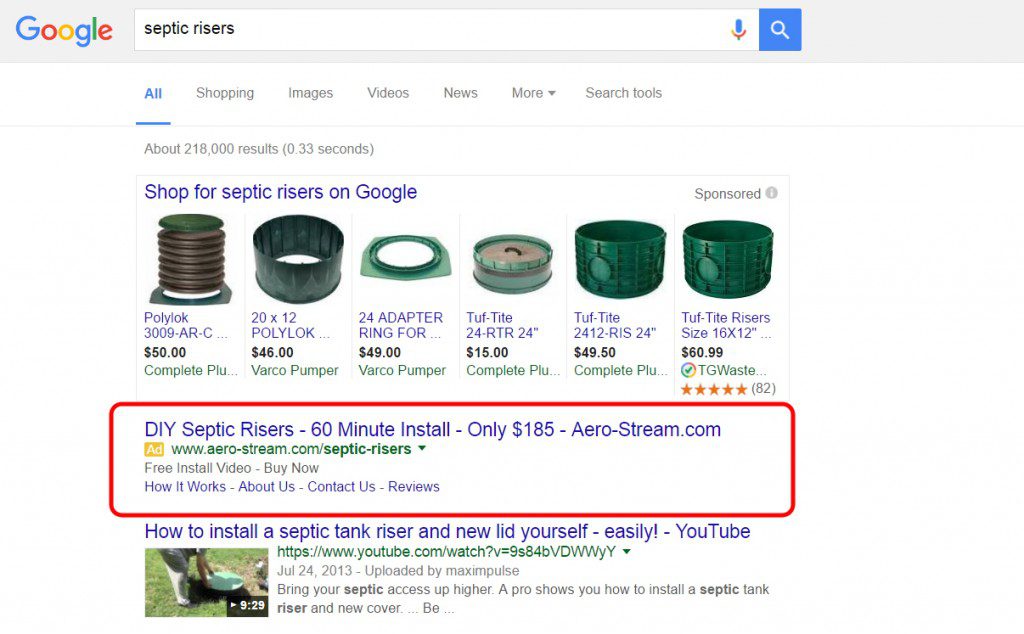 Google Search Result on Septic Risers