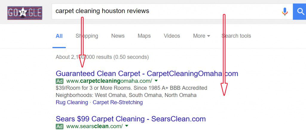 Google Search Ads on carpet cleaning