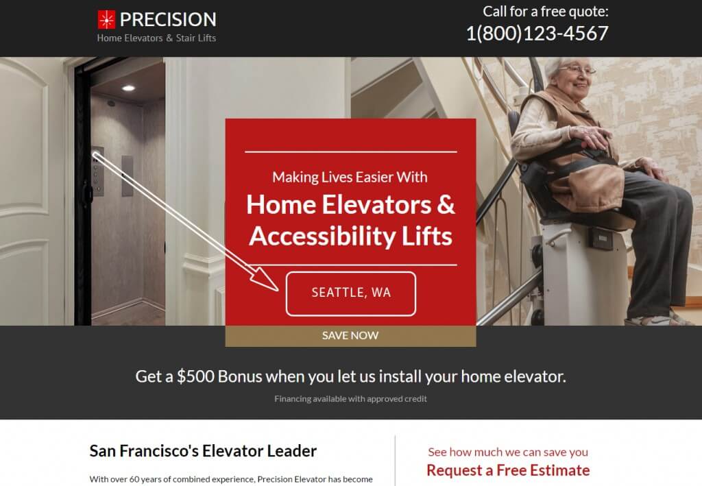 Landing Page of Precision Home Elavators & Stair Lifts (1)