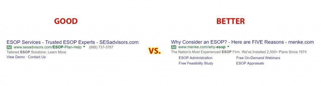 Google Search result Comparing ESOP Services